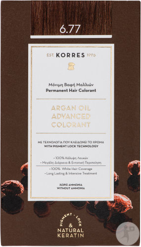 Korres Huile D'Argan Coloration Permanente Aux Extrait Végétaux 6.7 Blond Foncé Marron 1 Kit