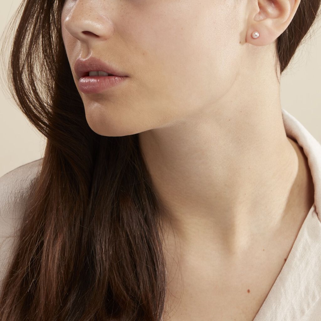 Boucles D'oreilles Puces Ursulina Or Jaune Perle De Culture