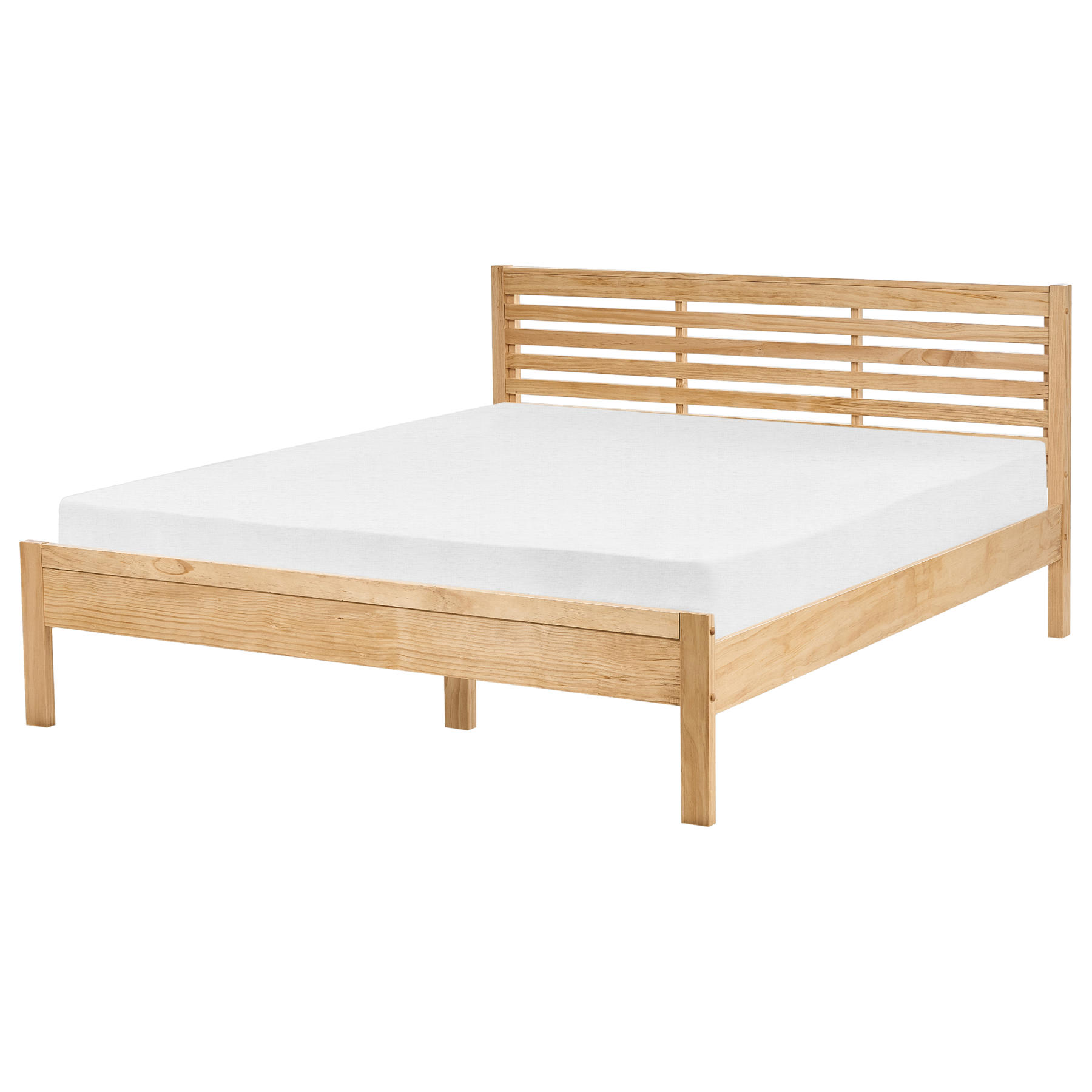 Beliani-CARNAC -Tweepersoonsbed-Lichtbruin-160 x 200 cm-Rubberhout