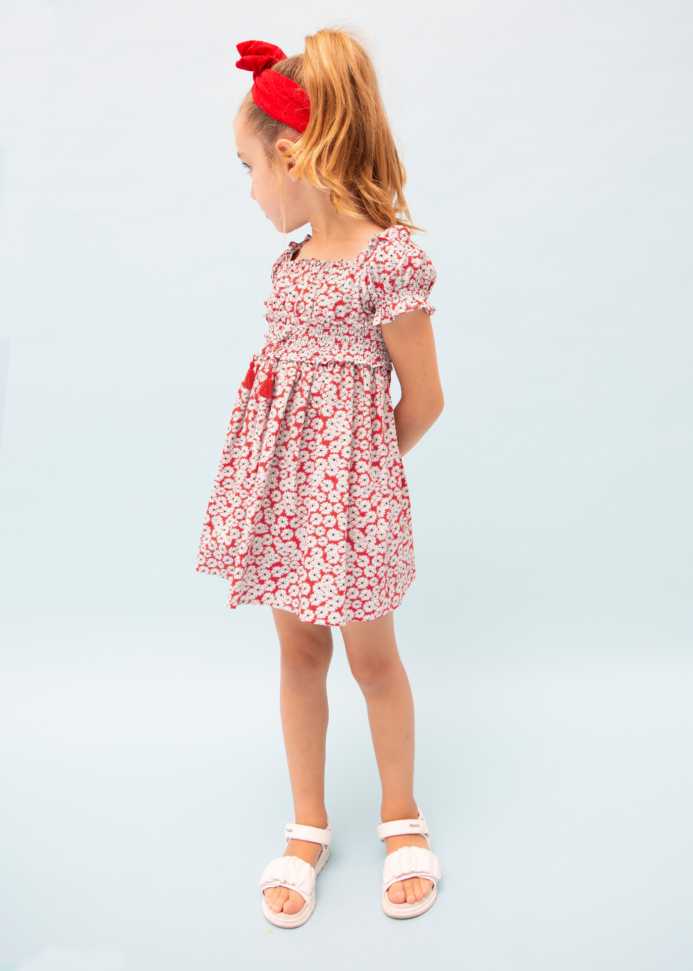 Vestido estampado em algodão sustentável para meninas