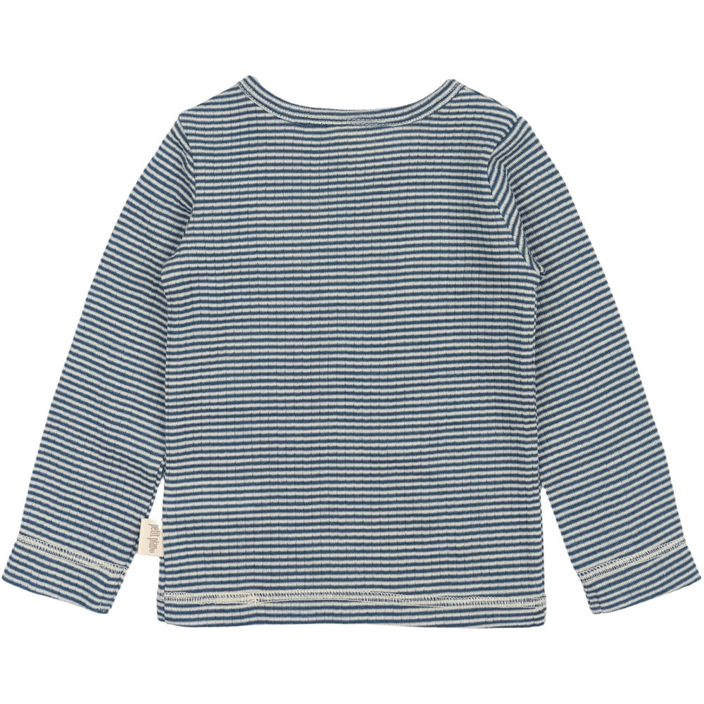 Køb Petit Piao Ensign Blue/dark Off White PPDante T-Shirt L/S Meriono Uld Striped