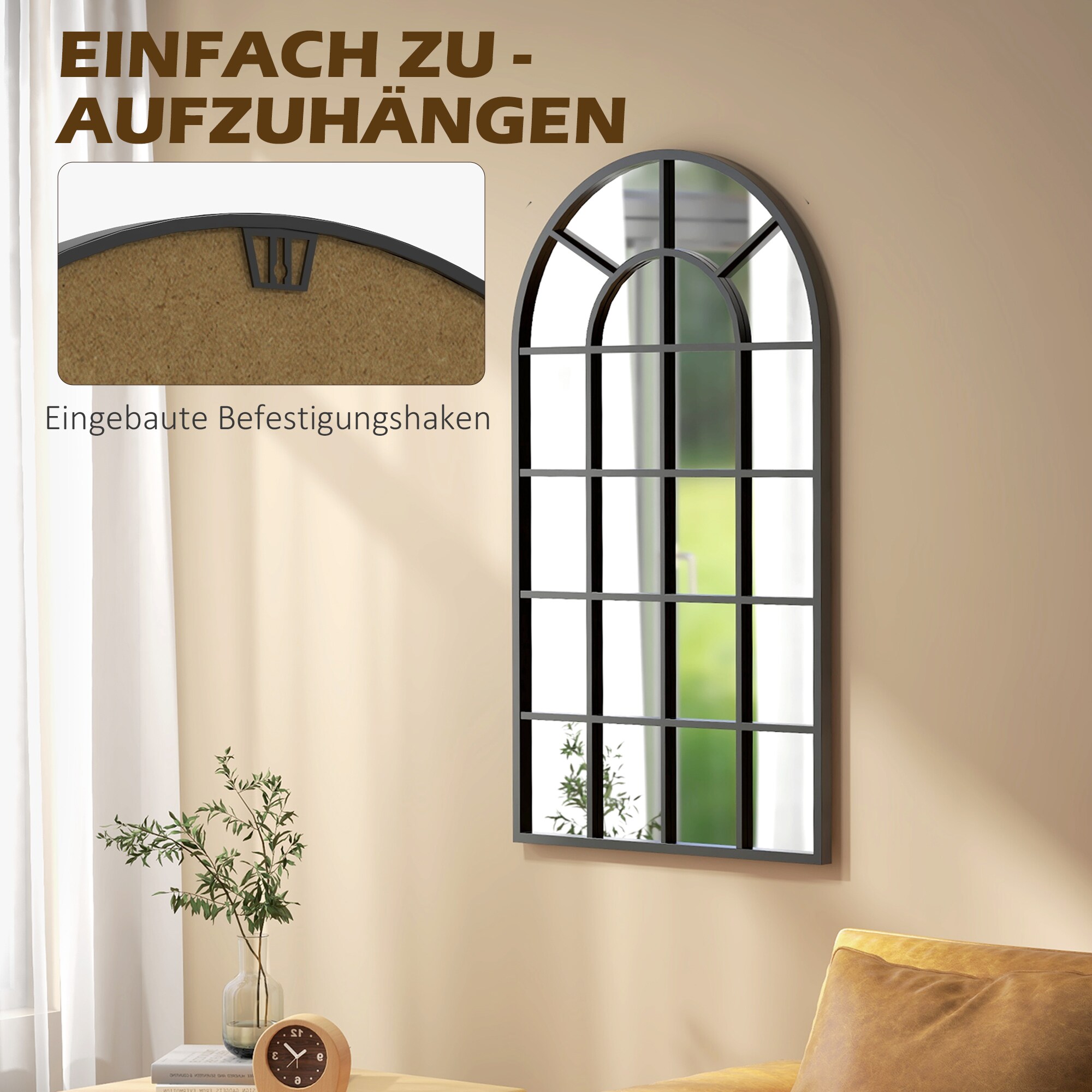 HOMCOM Wandspiegel mit Spiegelrahmen schwarz 110L x 62B x 2,5H cm