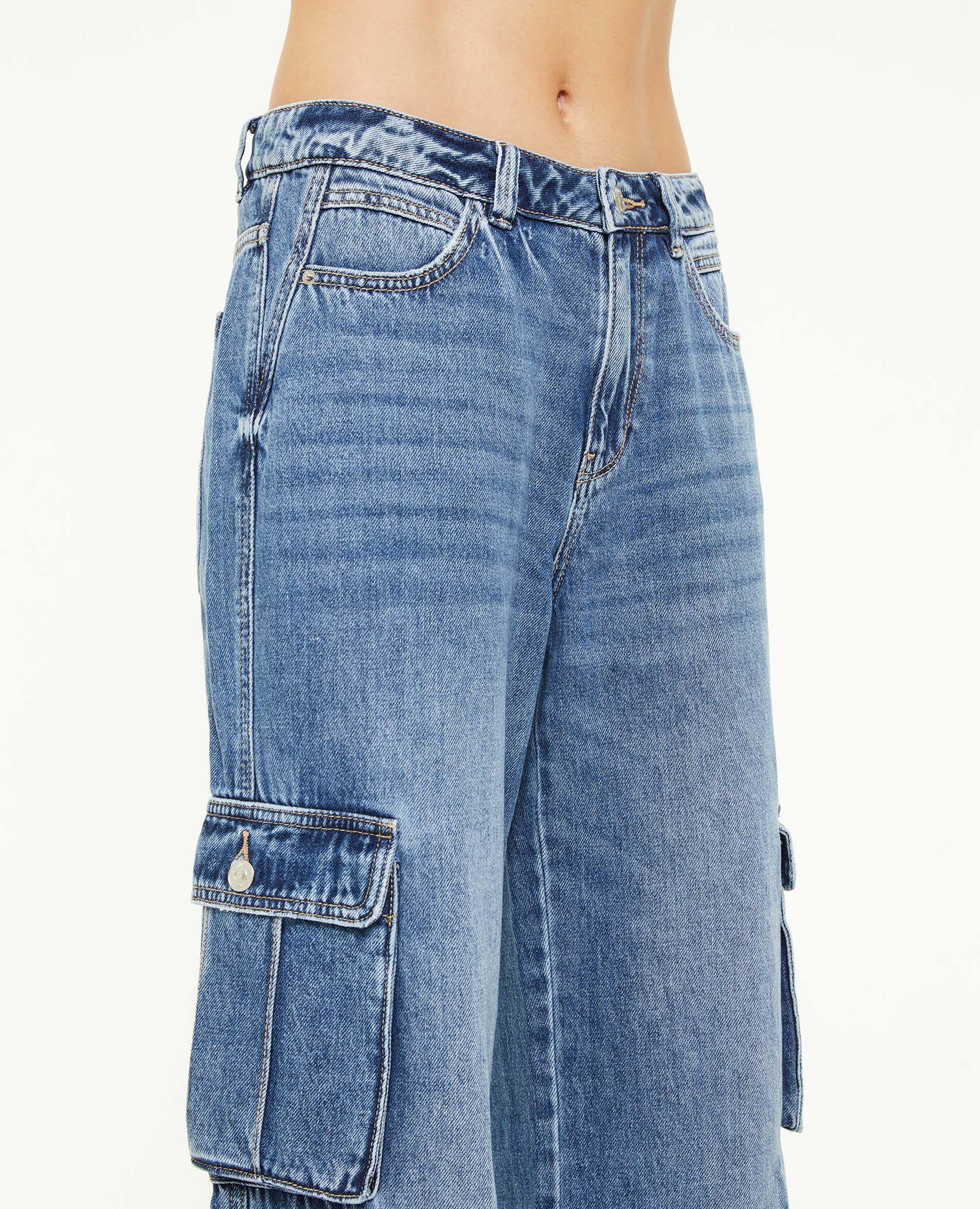 Jean cargo large - Bleu