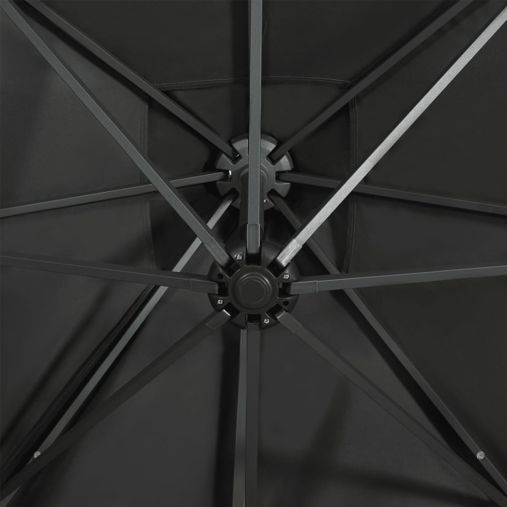 Parasol meuble de jardin déporté avec mât et lumières led 300 cm anthracite
