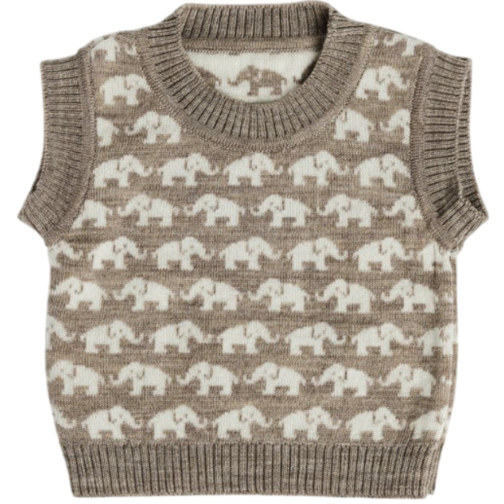 Køb Smallstuff Nature Melange Vest Ao Elefanter Merino Uld