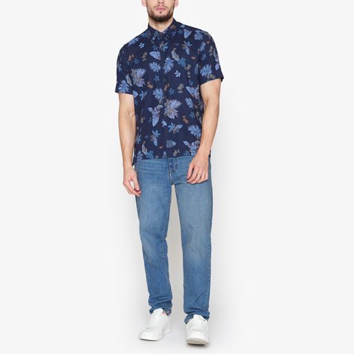 Signal Tramp Hawaii Print Skjorte, Blue Captain, 3XL
