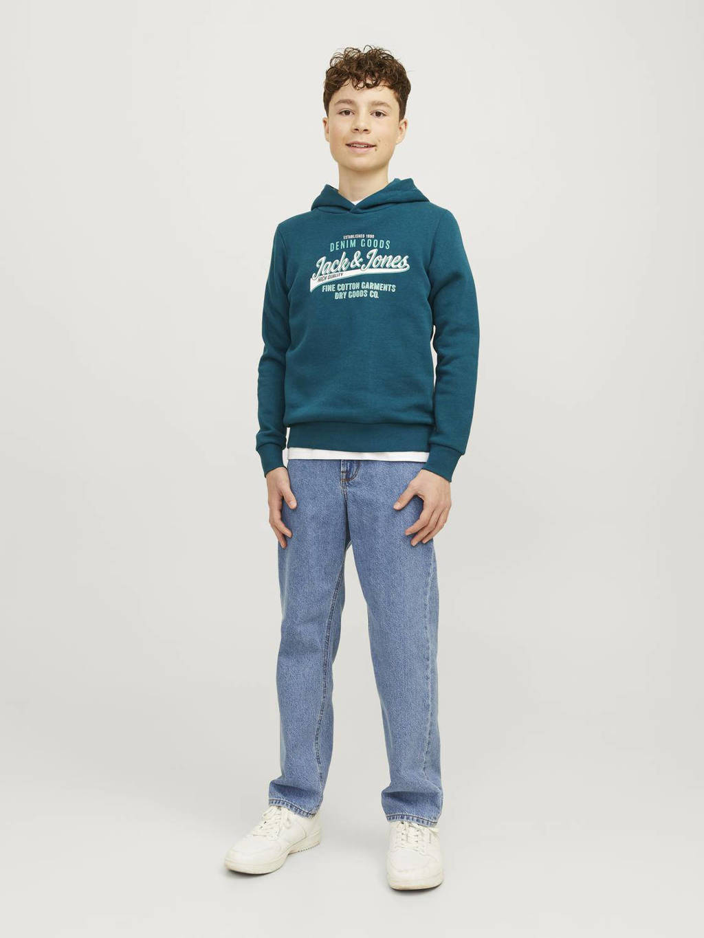 JACK & JONES hoodie JJELOGO met logo petrol
