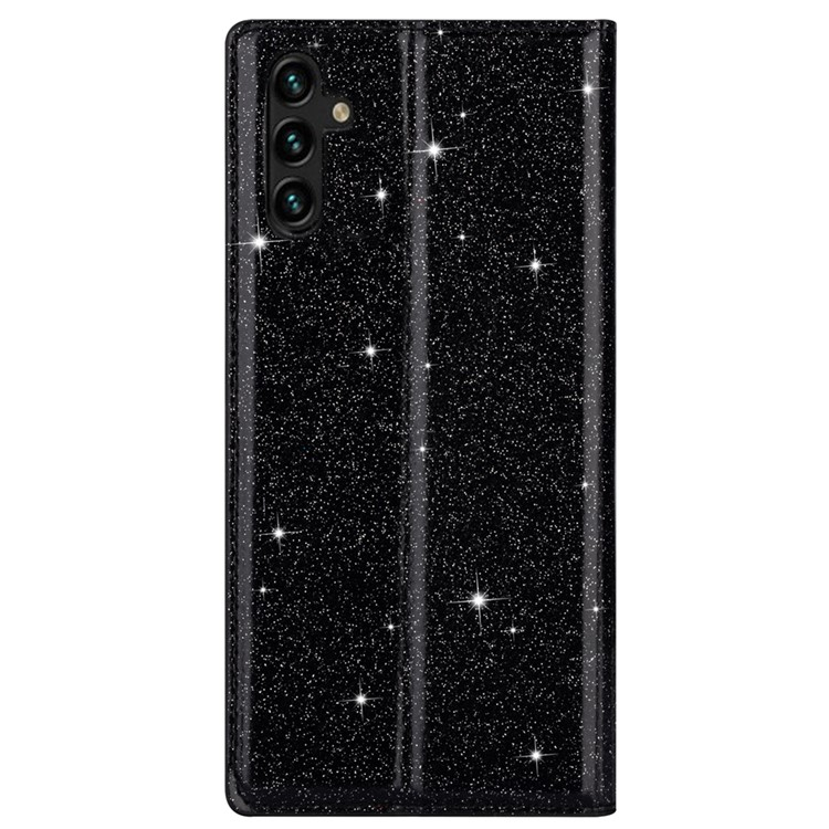 Samsung Galaxy S25  Plus Flip Wallet Cover Leder Tasche Glitzer Optik - Schwarz