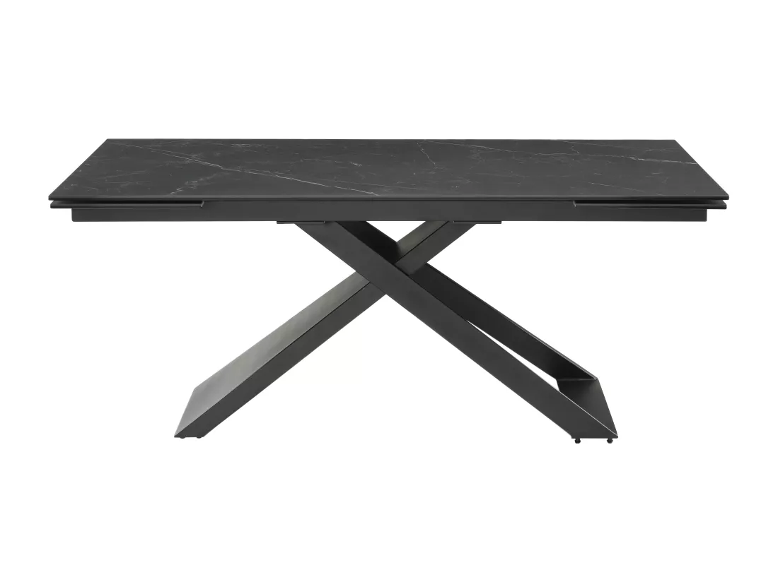 Table à manger extensible 6 à 10 personnes en céramique, verre trempé et métal - Effet marbre noir - XERENA de Maison Céphy