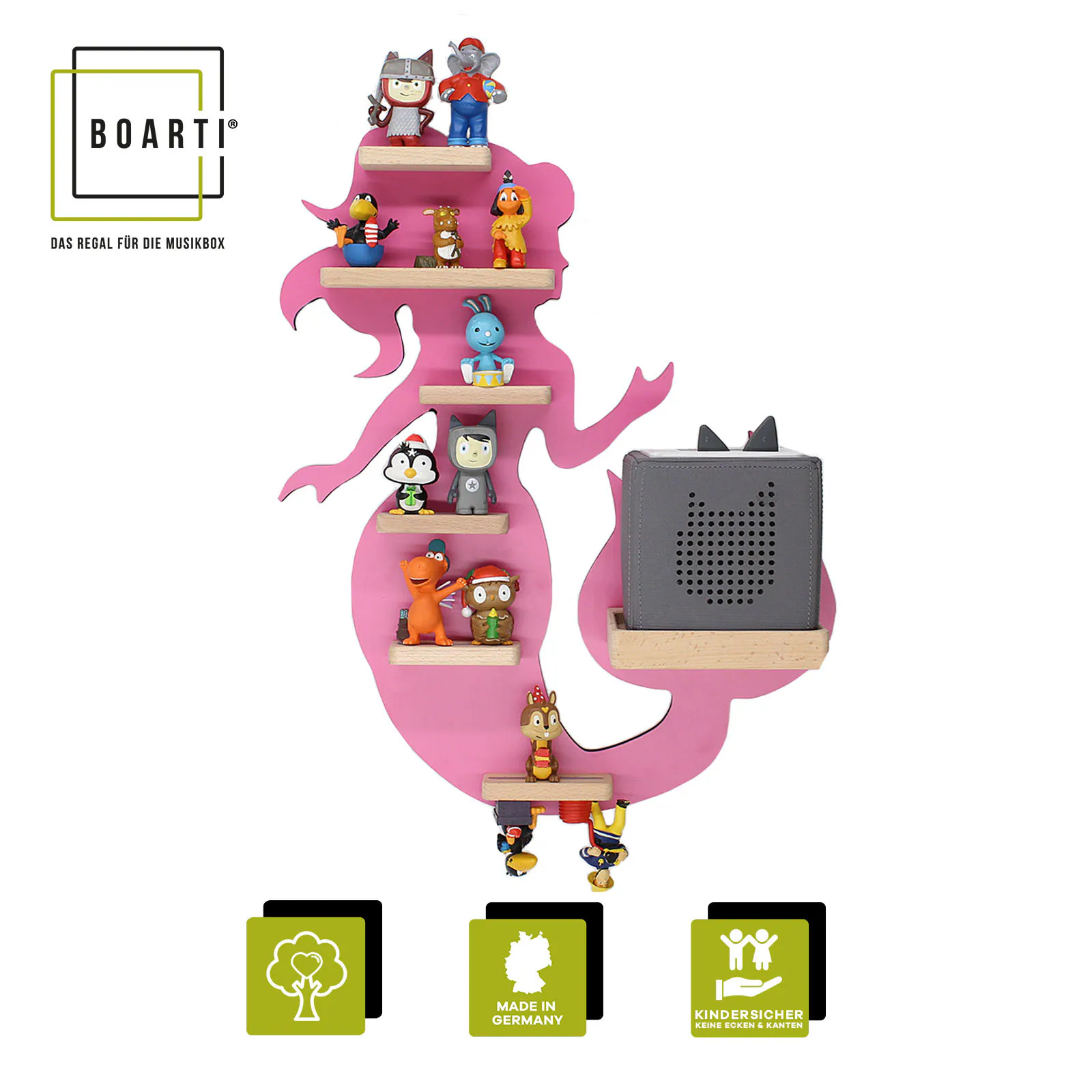 BOARTI Holz Meerjungfrau Kinder Regal Toniebox Figuren Wandregal Tonies Musikbox