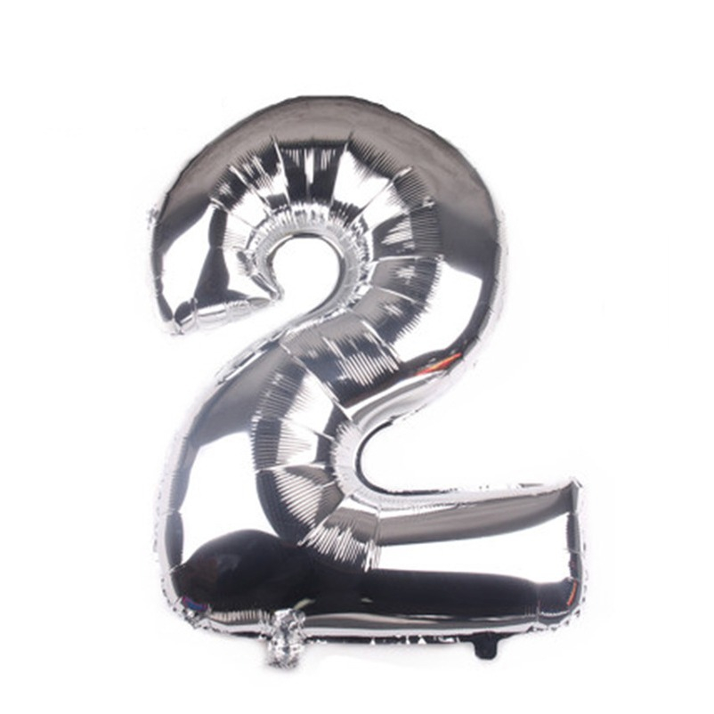 (80cm) Zahlen Ballon Geburtstags Party Luftballon Folienballon - Zahl 2 / Silber