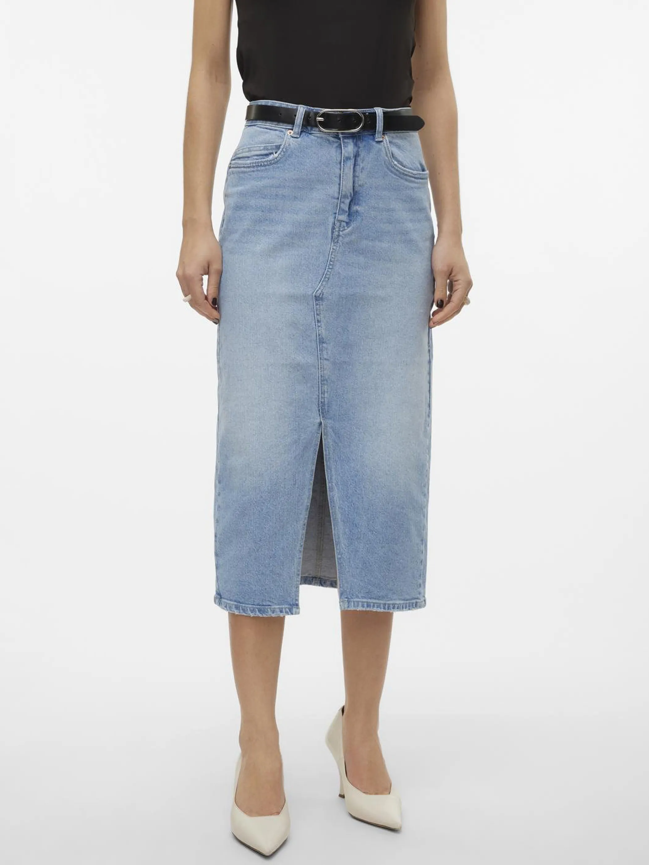 Vero Moda VMVERI HR CALF DENIM Jeansrock