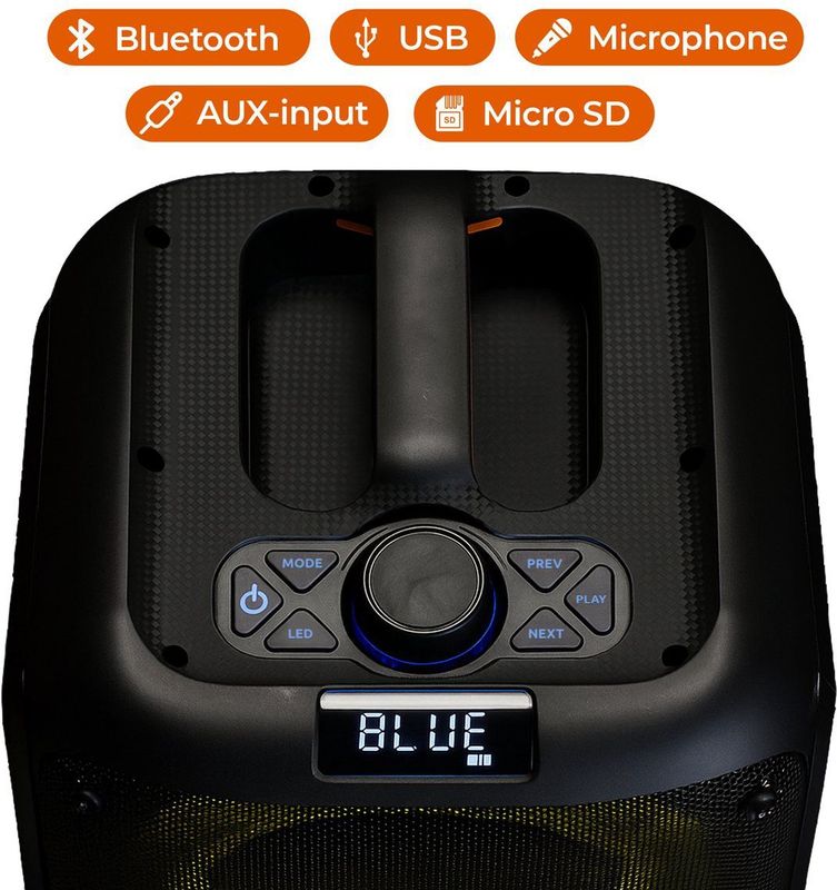 Denver - BPS354 - Bluetooth Speaker - Zwart - Met Discolichten