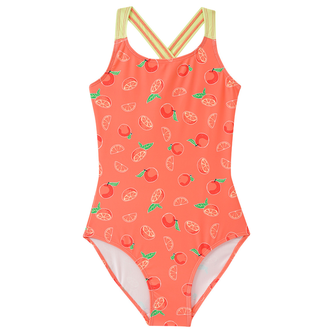 Famy Mädchen Badeanzug mit Allover-Print hellorange