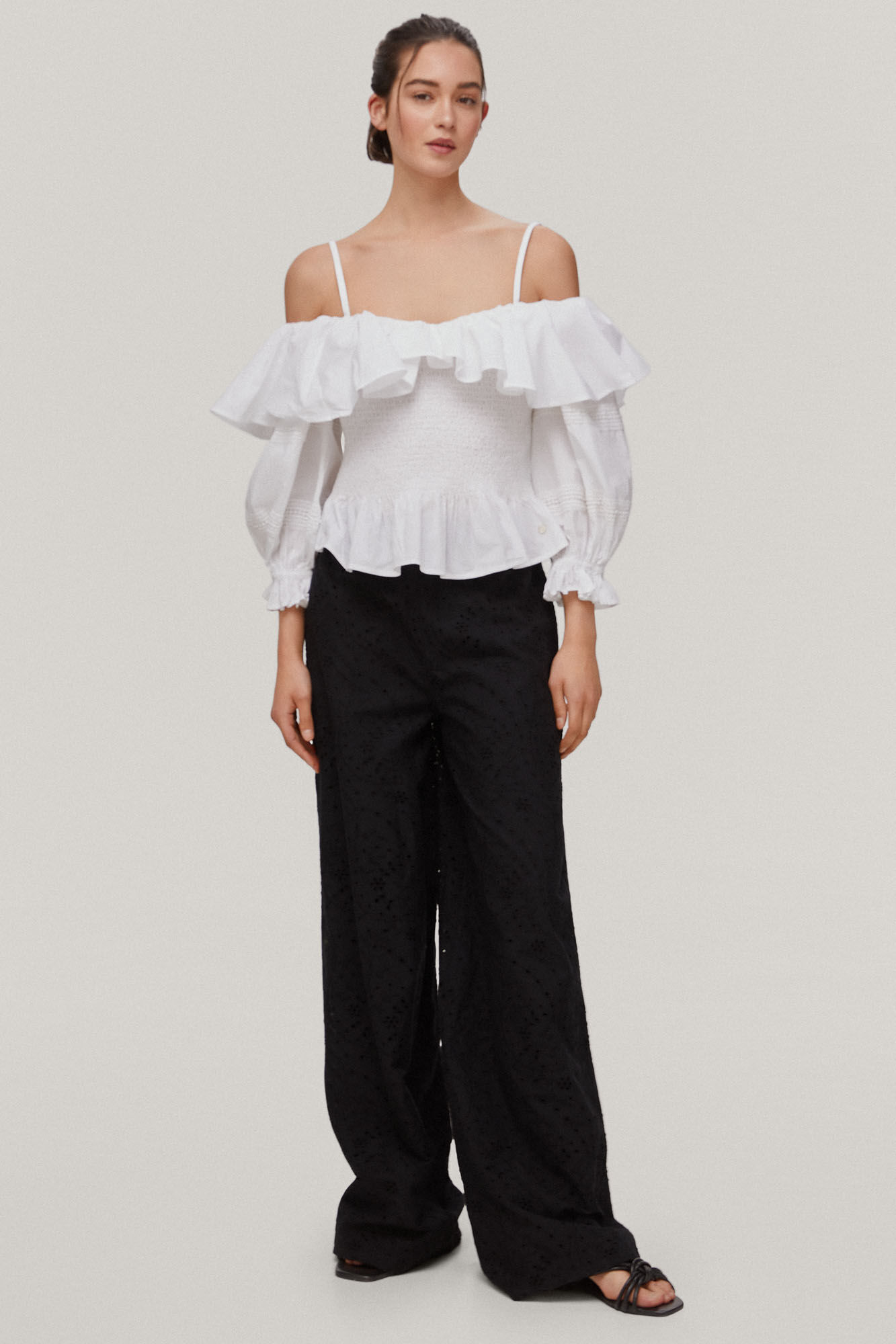 Blusa ombro a ombro em popeline - Branca