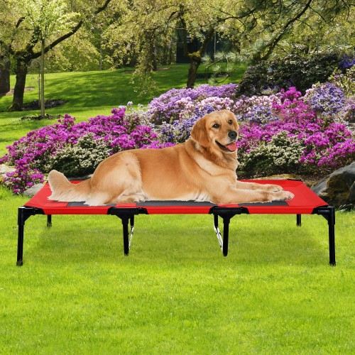 Cama elevada para cães PawHut na cor vermelha.