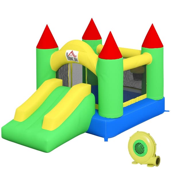 Hoppeslott Oppblåsbar Blåser Barnas Hoppeslott Play Castle Slide Trampoline Sikkerhetsnett 3-10 År Oxford 300X180X160Cm