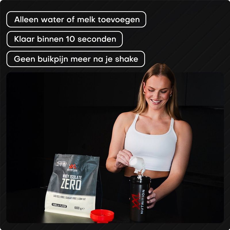 XXL Nutrition - Whey Isolate Zero - Eiwitpoeder - Aardbei - 1000 gram - 90% Eiwit - Vet- Suiker- & Lactosevrij