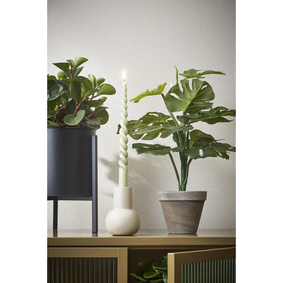 Mica Decorations Kunstplant Monstera - gatenplant - 48 cm - pot grijs