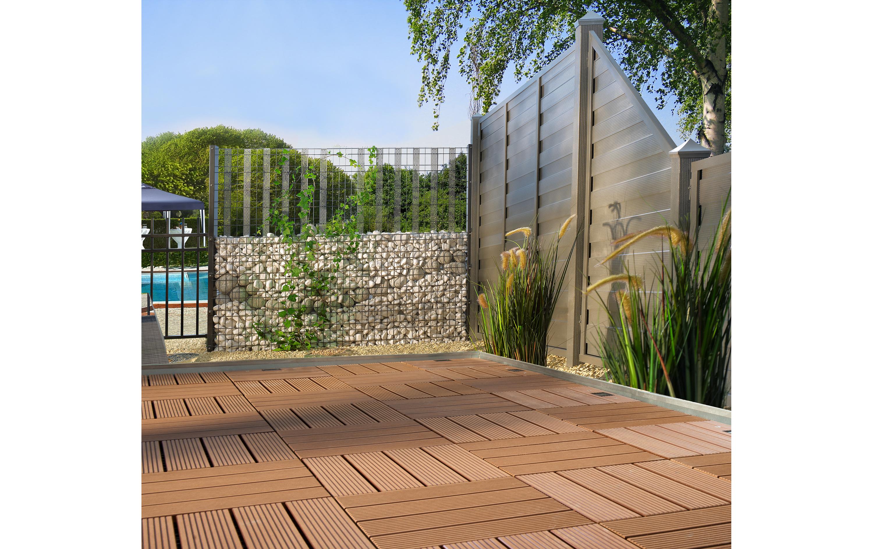 Balkon-& Terrassenplatten WPC braun 30 x 30, 6 Stk.Bodenplatte aus Holz-Kunststoffgemisch