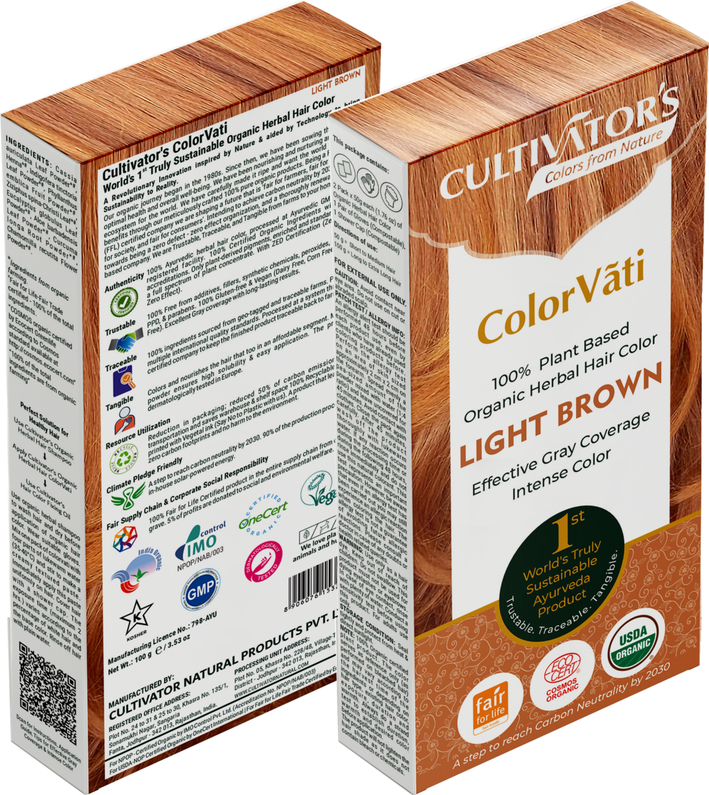 CULTIVATOR'S  ColorVãti Organic Herbal Hair Color - 06 Light Brown, 100 g