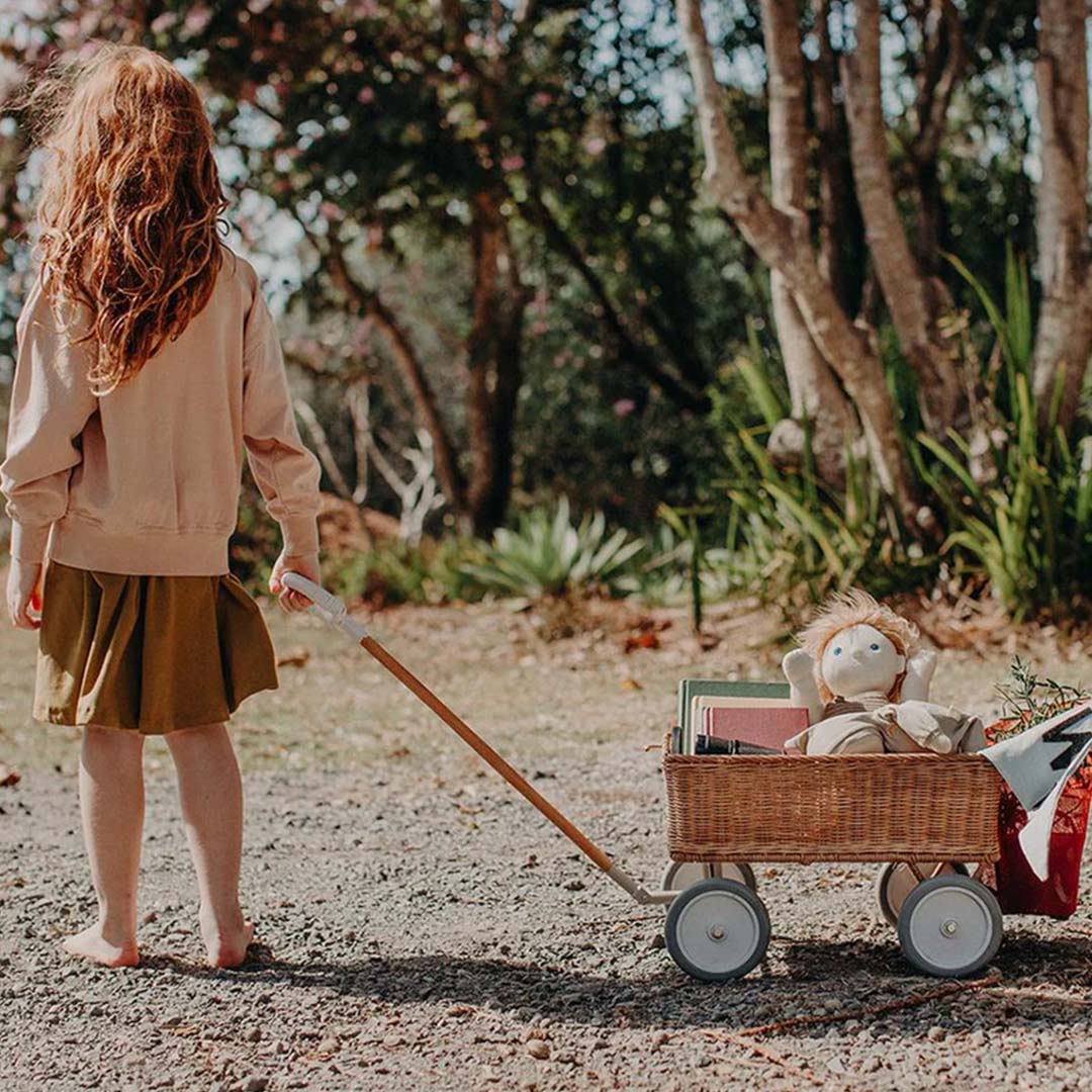 Olli ella gevlochten trekwagen wonder wagon - naturel