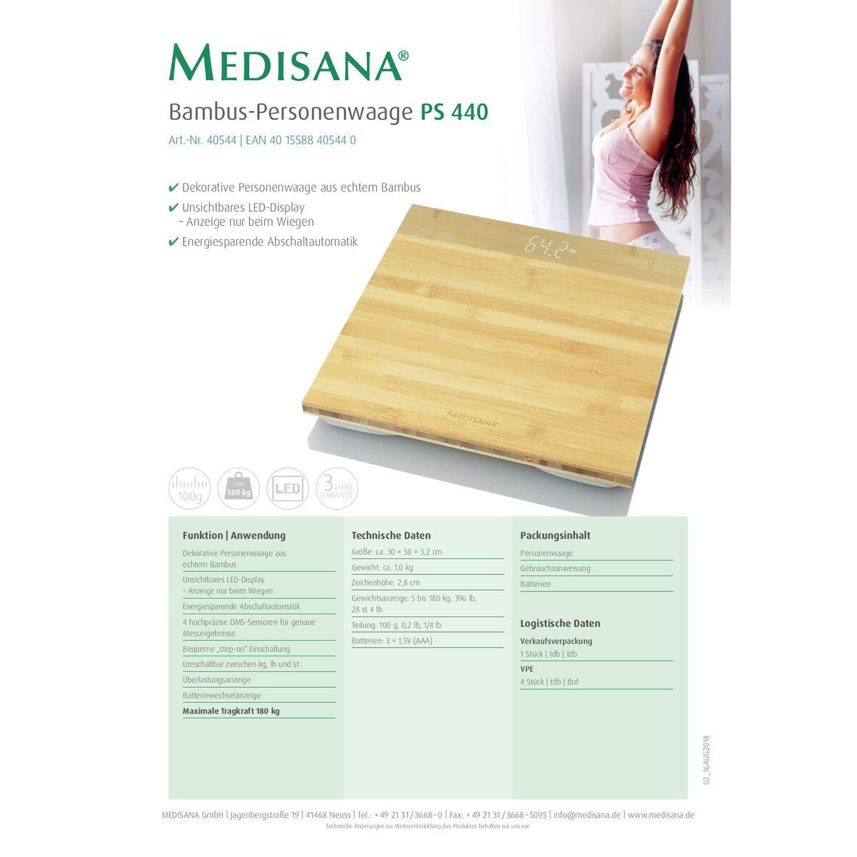 Bambus - Personenwaage Medisana PS440