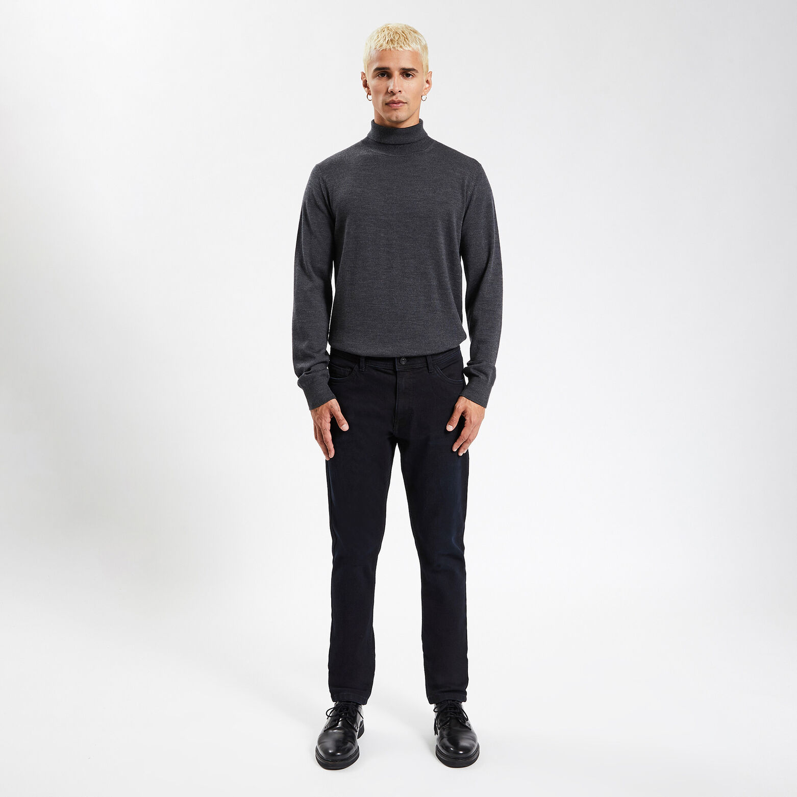 Jean slim en coton et polyester recyclés Bleu