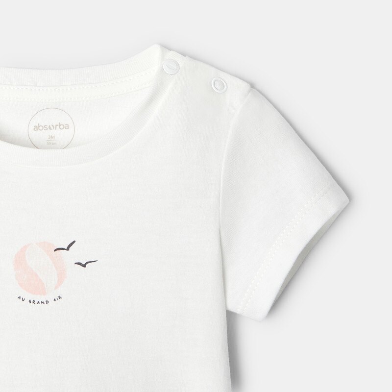 T-shirt manches courtes en coton bio rose mixte Absorba Rose