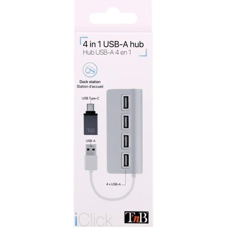 T'nB HUBSLIM4 USB 2.0 480 Mbit/s Blanc
