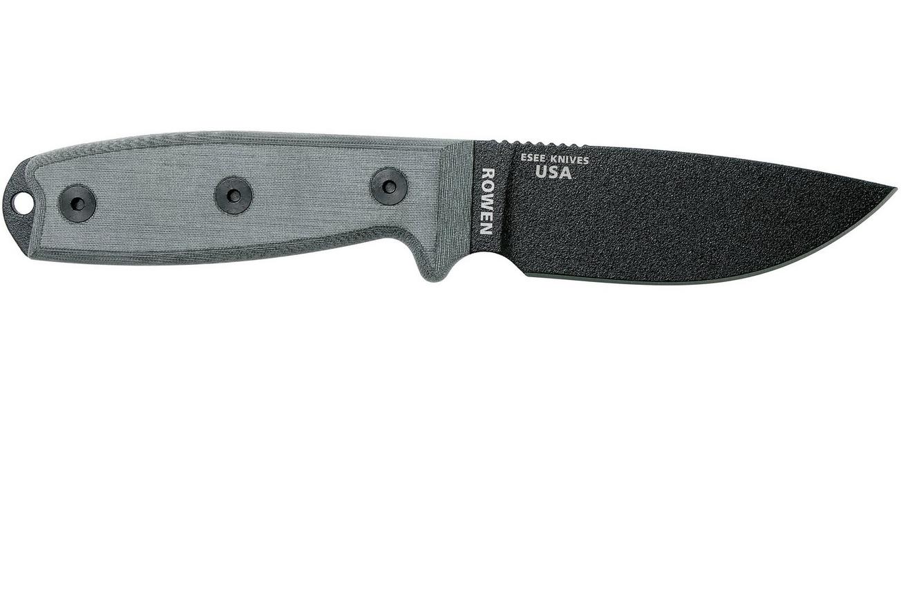 ESEE Model 3 Modified Pommel black blade, grey handle 3PM met schede   clip