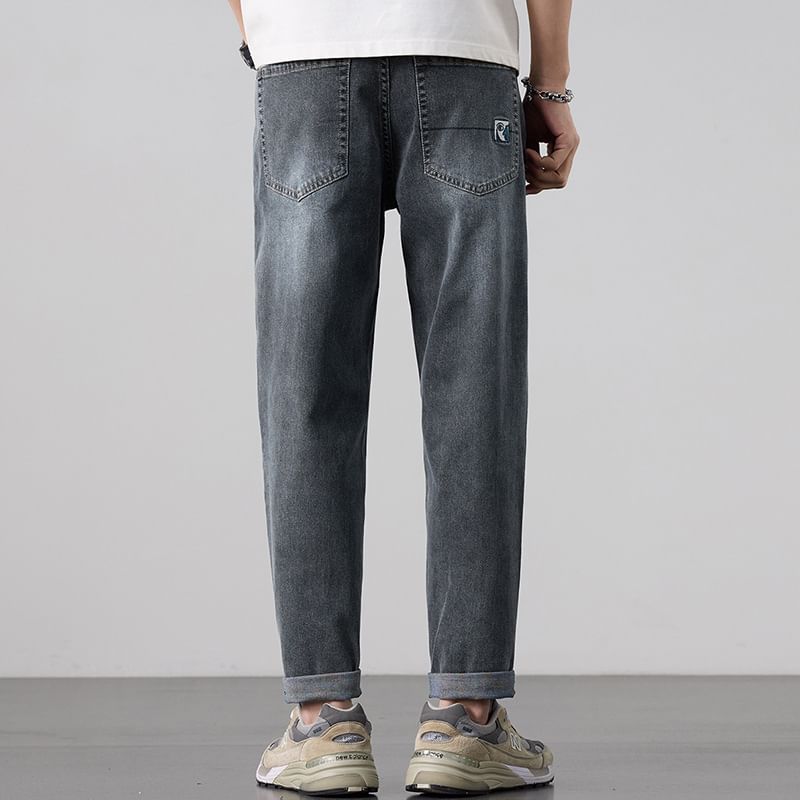Nataro - Hoge taille gewassen rechte jeans