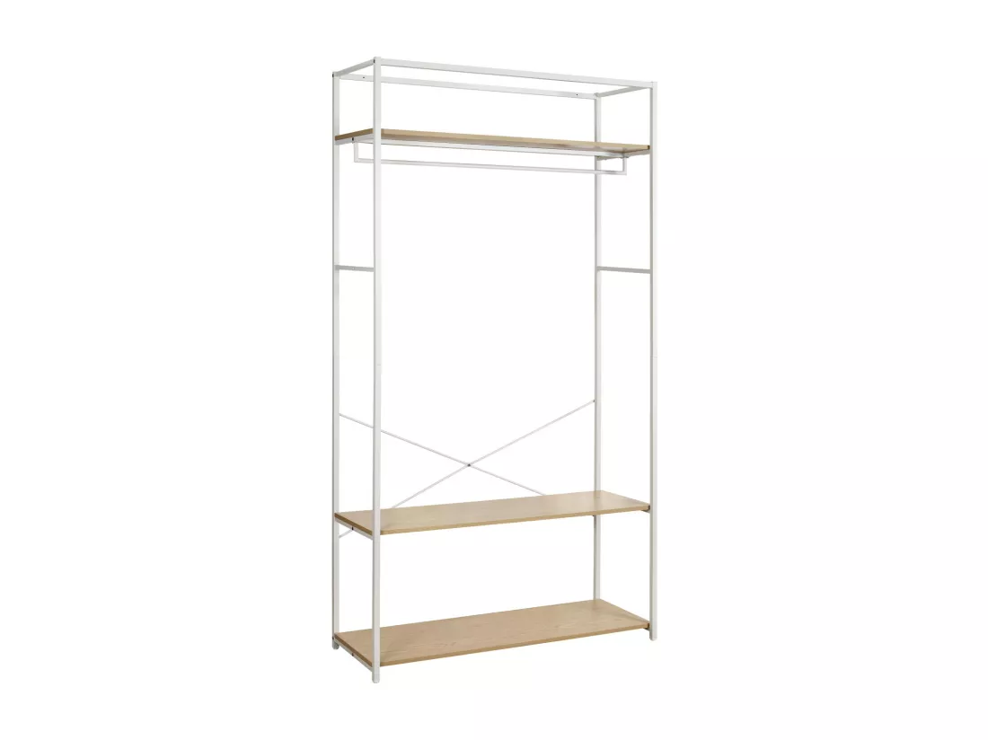 Portant vêtements bois et métal blanc L110 x H200cm JUNE