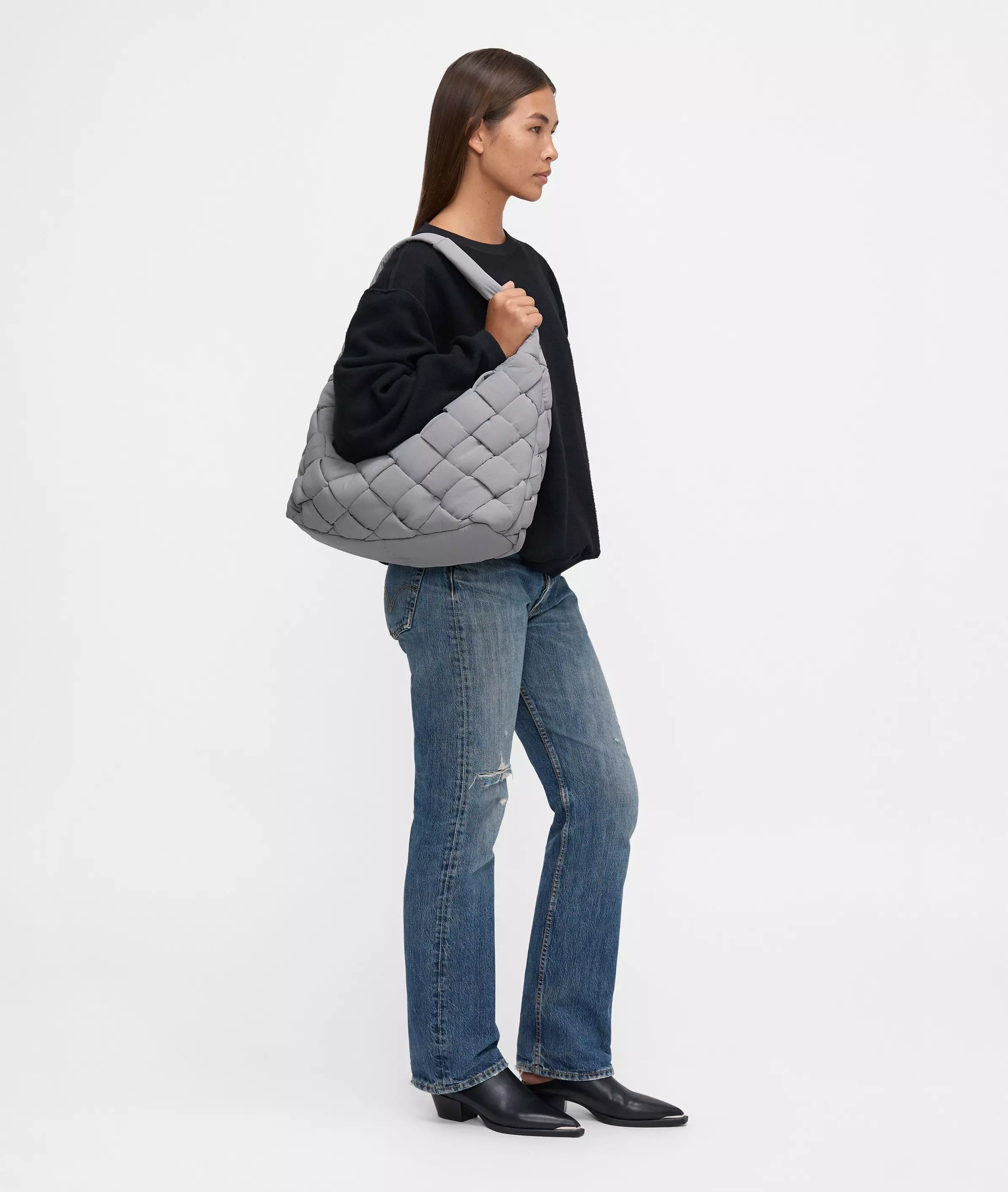 Nylon Bo Hobo L Large nylon bag with padded quilting