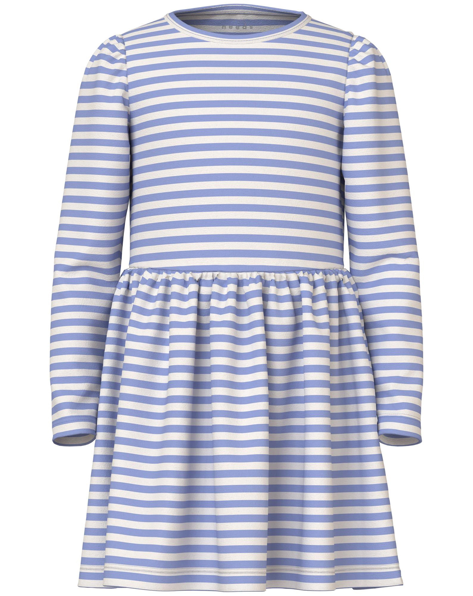 Langarm-Kleid NMFVALENTINA STRIPES in lila/weiß