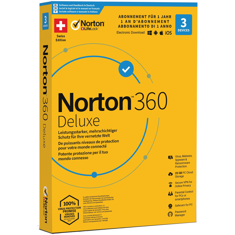 Norton 360 Deluxe, 3 Geräte, 1 Benutzer