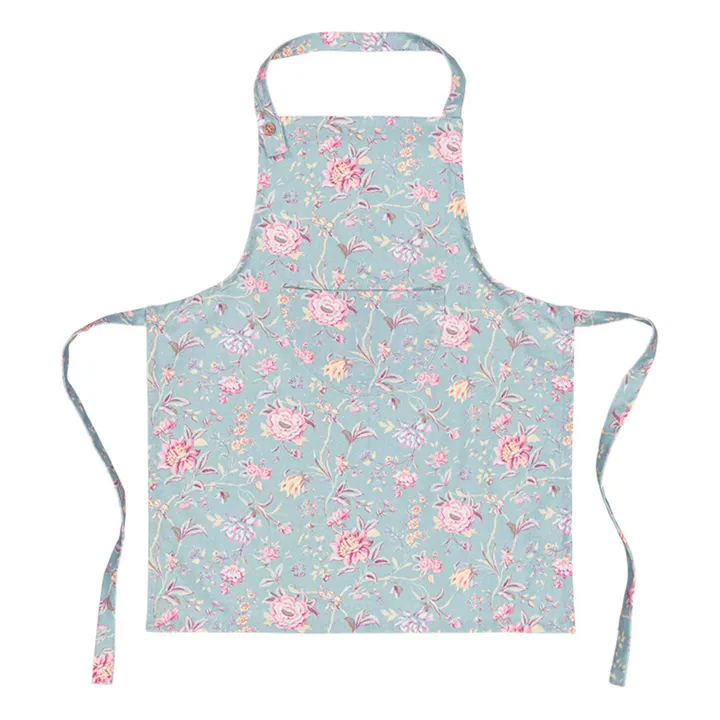 Louise Misha Tablier Eve en coton bio | Bleu turquoise