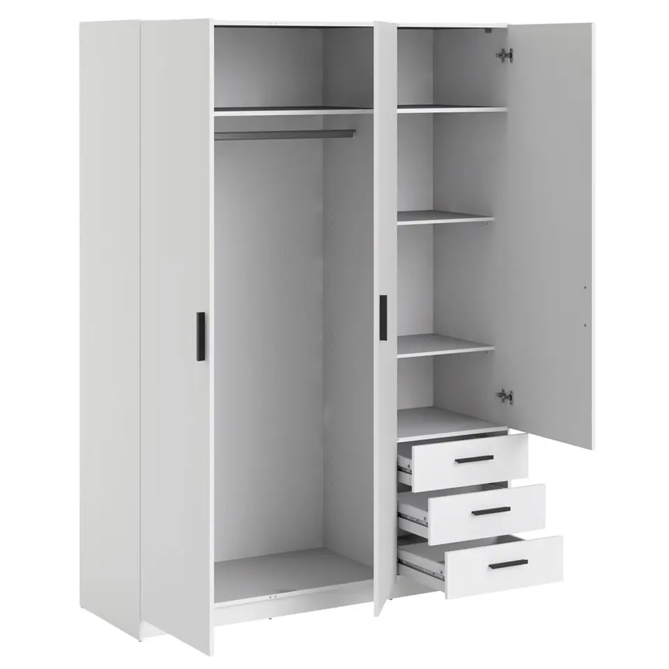 Kledingkast Sprint 3-deurs - wit - 200x147x50 cm