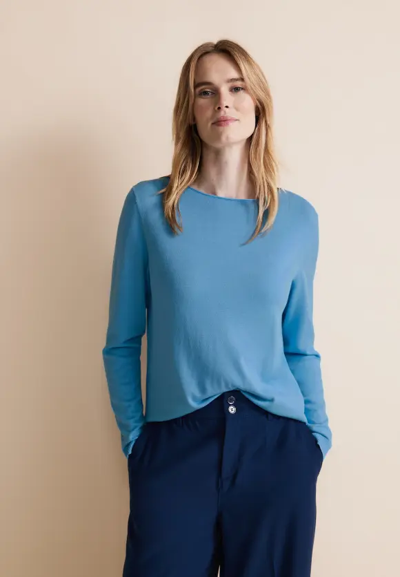 Basic Feinstrickpullover - gentle blue