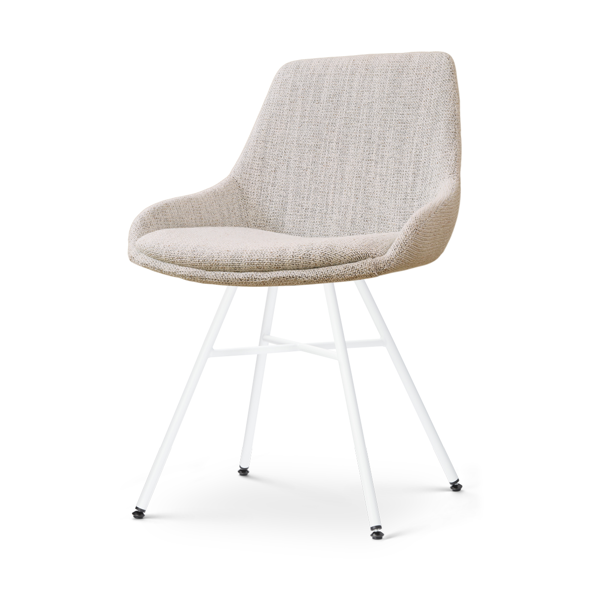 Eetkamerstoel Noa-Isa grijs beige gemêleerd - wit onderstel