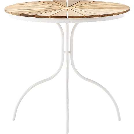 Kerteminde teak cafébord Ø80 cm, hvidt stel
