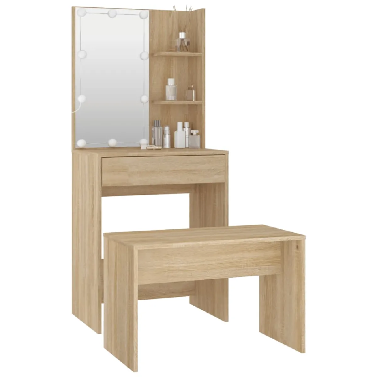 vidaXL Coiffeuse avec LED Chêne Sonoma
