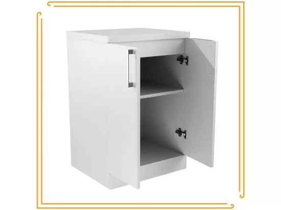 Armoire de Salle de Bain sur Pied 50cm Commode Étagère Sous Vasque Blanc