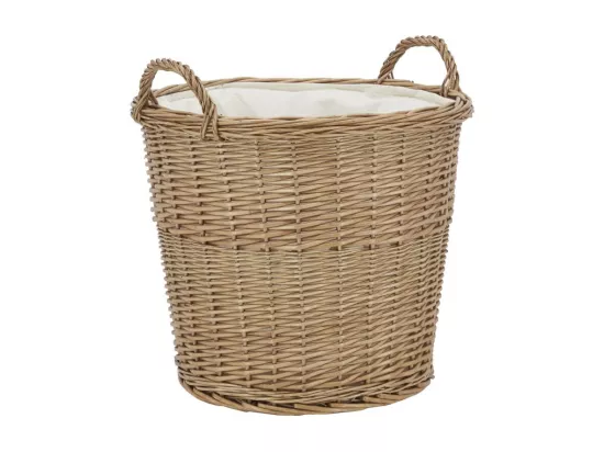 Corbeille à linge en osier brut doublé