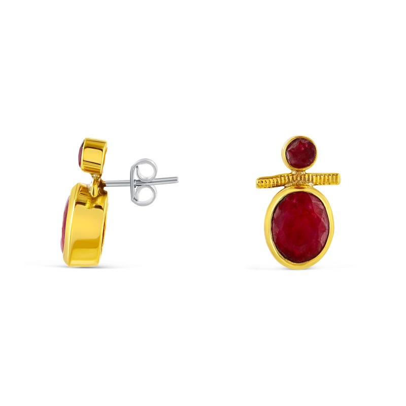 Boucles d'oreilles Léna Sillimanite Rouge