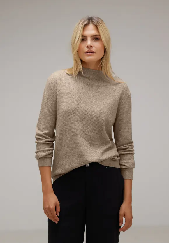 Strickpullover mit Struktur - bleached sand melange