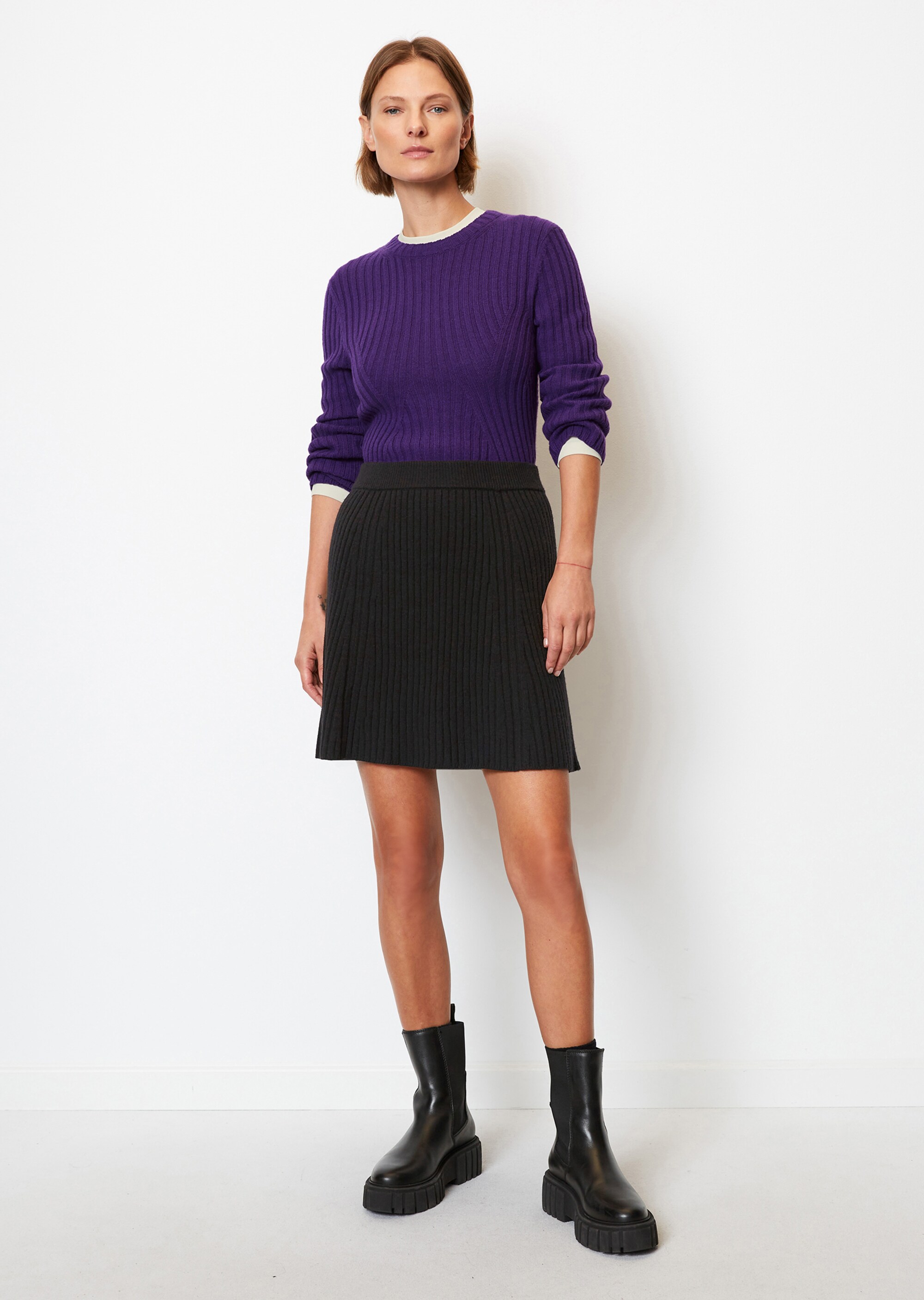 Rippstrick-Minirock in A-Linie aus Soft Wool