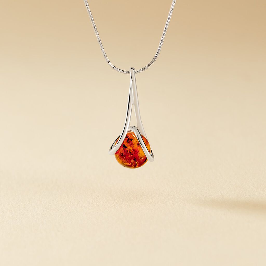Collier Argent Blanc Derya Ambre