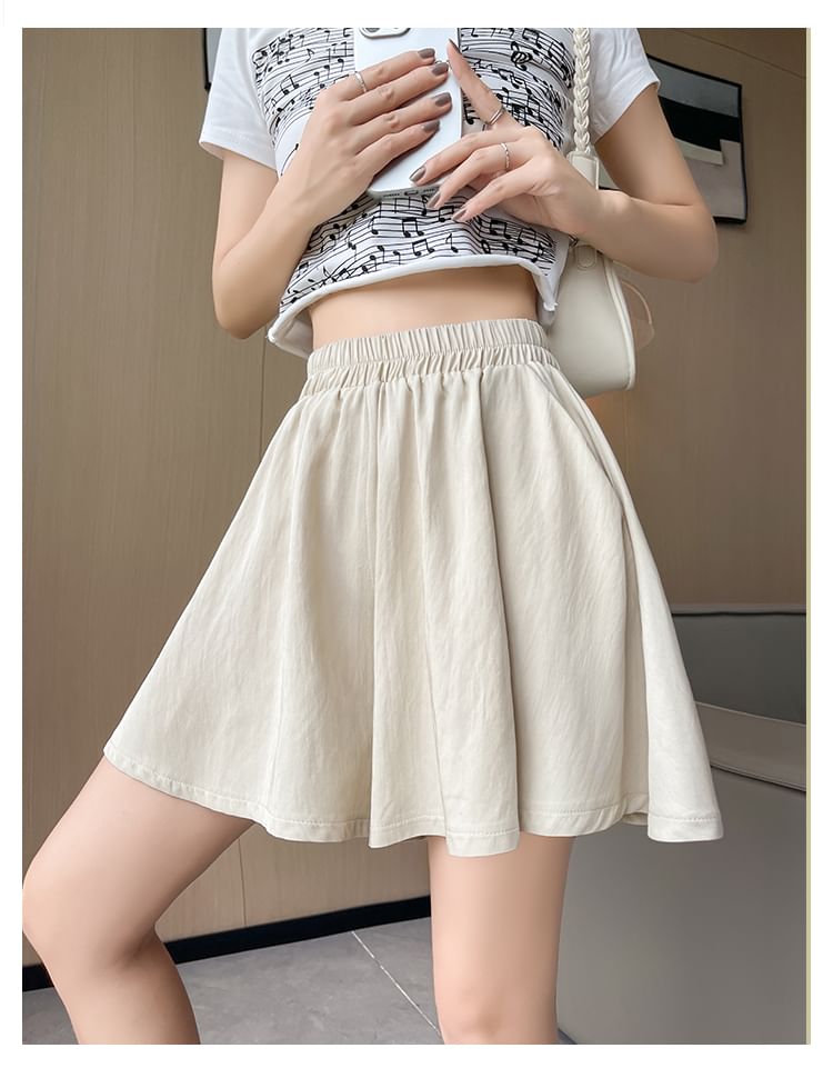 Cloud Nine - Effen mini A-lijn skort met elastische taille