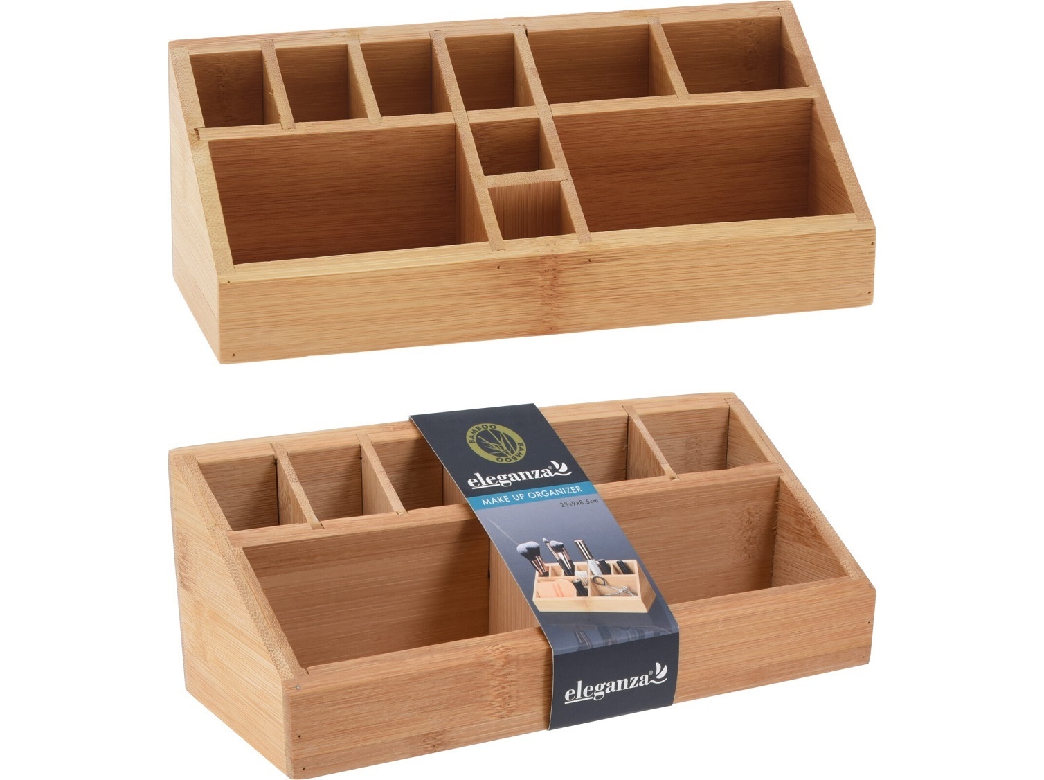 ORGANIZADOR PARA MAQUILHAGEM EM BAMBU 23X9X8.5CM